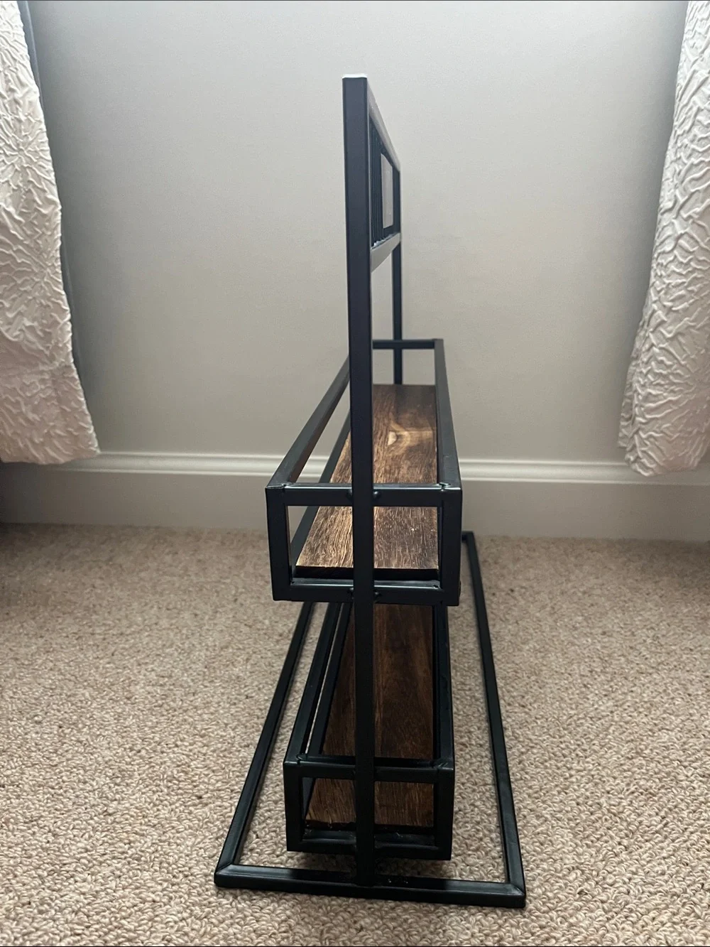 Rae Dunn HTF Spices Rack Shelf with Wood Shelves - Black and Brown